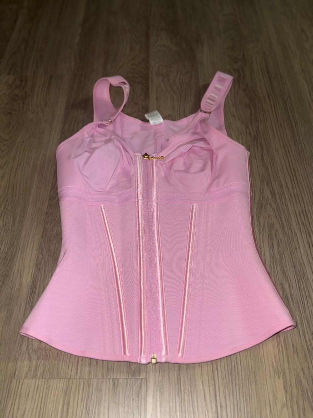 Baby Pink Corset Shapewear Vest Large Zip Front Adjustable Straps Coquette